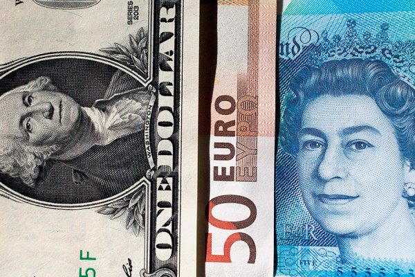 BATH, ENGLAND - OCTOBER 10: In this photo illustration, Euro, Dollar and pound sterling notes are seen on October 10, 2016 in Bath, England. Since the UK voted to leave the European Union in June, the UK's currency has been fluctuating in value against other currencies, including the Euro and the dollar, and looks likely to remain doing so while the uncertainty remains surrounding the terms of the UK's departure from the EU. (Photo by Matt Cardy/Getty Images)